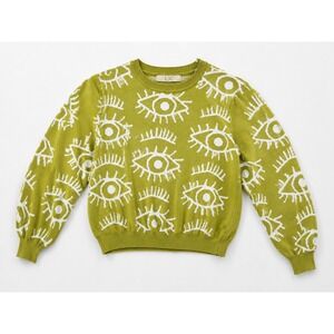 Lizette Collection Green Eye Graphic Knit Pullover‎ Sweater Large